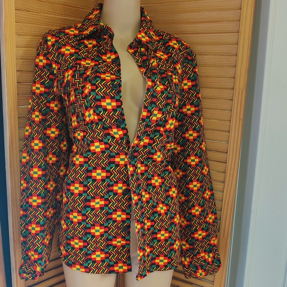 Kente Print Shacket - Picture 5 of 8